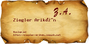 Ziegler Arikán névjegykártya